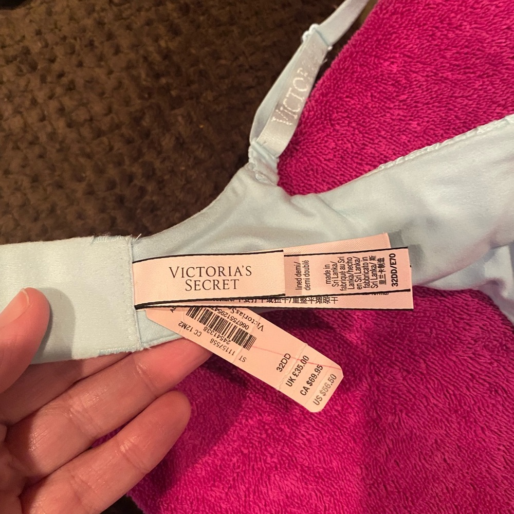 NWT Victoria's Secret 32DD *BODY BY VICTORIA* LINED DEMI BRA *Opal Blue* - Picture 8 of 10